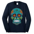 thumbnail image 2 of Wild Bobby Day Of The Dead Sugar Skull Pop Culture Men Long Sleeve Shirt, Navy, 3X-Large, 2 of 5