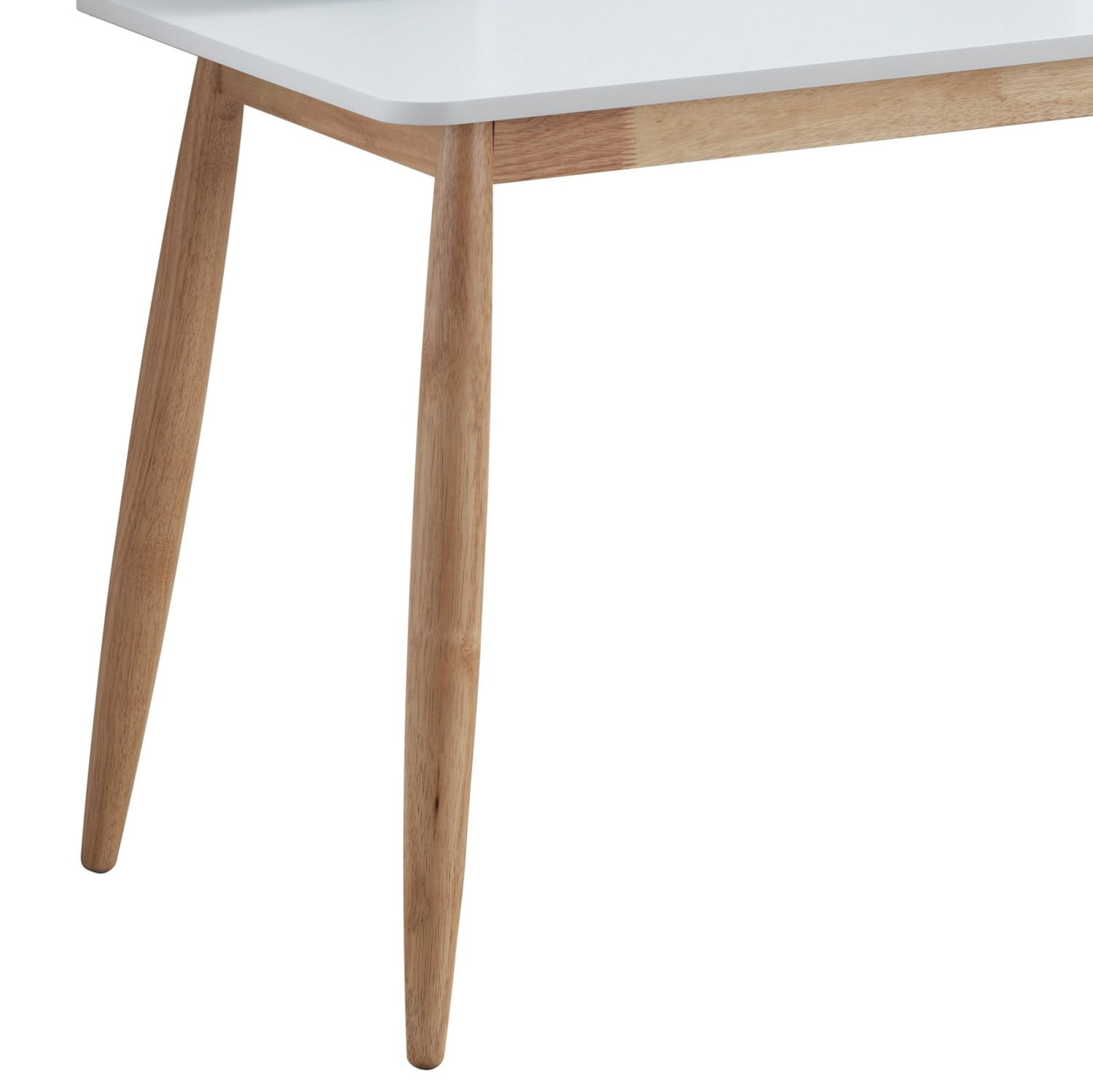 Mid-Century Modern Writing Desk with Hutch, 43" Home Office Desk with 3 Shelves Storage for Study Bedroom Computer Desk, White