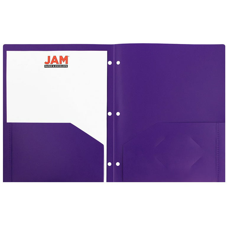 Jam 6pk Heavy Duty 3 Hole Punch 2 Pocket School Presentation Paper Folder  Purple : Target
