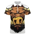 thumbnail image 4 of Psychedelic Pig Head Colorful Men Zipper T-shirt Summer Casual Short Sleeve T-shirt Top, 4 of 7