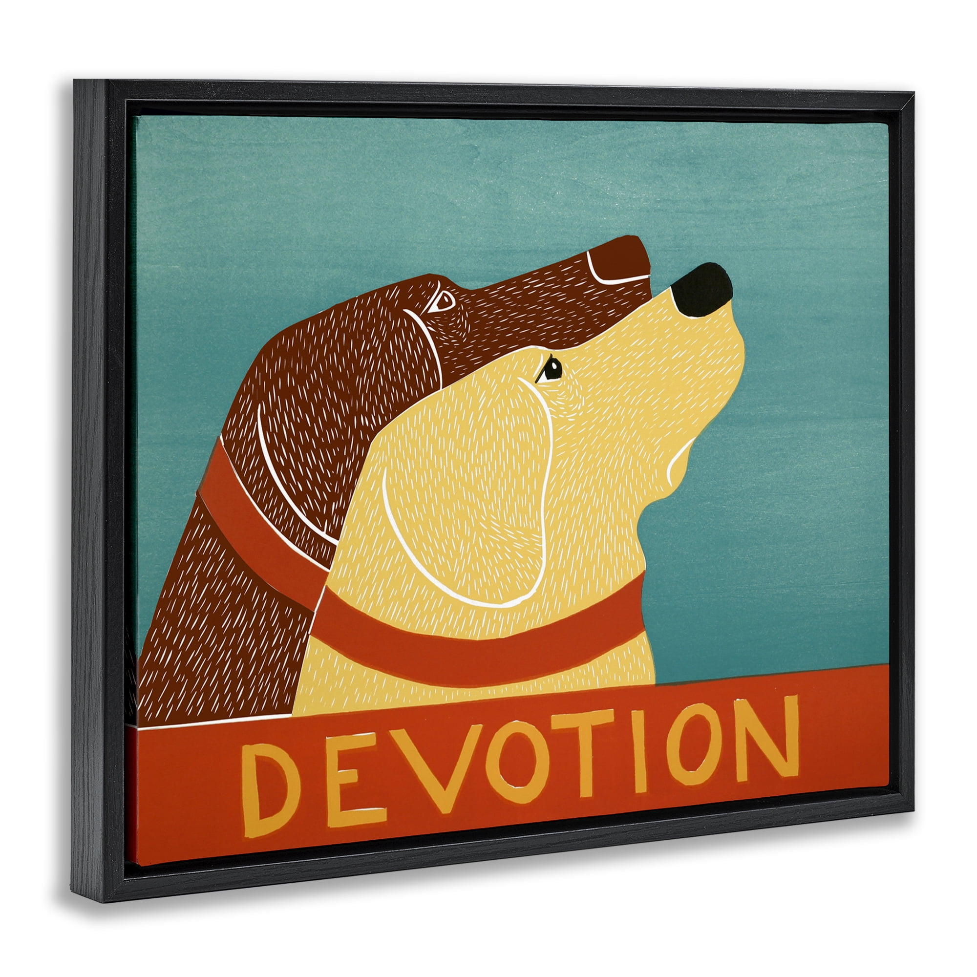 Devotion Dog Duo Black Framed Floater Canvas Wall Art, design by Stephen Huneck