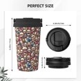 thumbnail image 3 of Uemuo rock record music Skull Print Carry Insulated Coffee Mug, Travel Mug with Hidden Handle, Insulated Coffee Flask, Leak-proof Travel Mug Insulated Mug for Office, 3 of 8