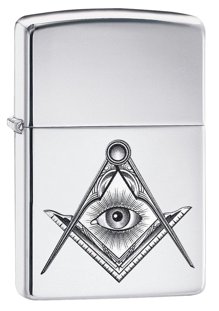 Zippo Lighter: Masonic Compass and Square - High Polish Chrome 79242
