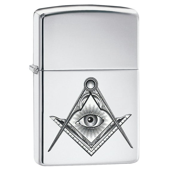 Zippo Lighter: Masonic Compass and Square - High Polish Chrome 79242