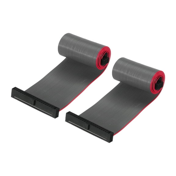 Uxcell IDC 40Pin Flat Ribbon Cable, 1.27mm Pitch FC to FC Connector 20cm Length Grey Jumper Wire Computer DVD, 2Pcs