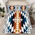 thumbnail image 2 of Homewish Southwestern Aztec Geometric Queen Sheet Sets,Retro Rhombus Stripe Flat Sheet,Gray Brown Queen Fitted Sheet For Boys Kids,Microfiber Bedroom Decor,4 Pieces, 2 of 7