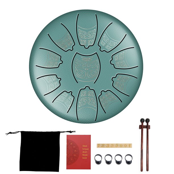 Tambor de lengüeta de acero de 6 pulgadas Tanque de tambor manual de 11 melodías con mazo (I Moss Blue) Likrtyny Deportes al aire libre Salida diaria Juego de fiesta