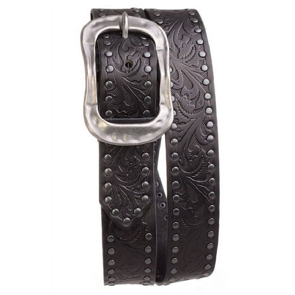 Nomad Creek Women's Mbossed Metal Studded Leather Belt