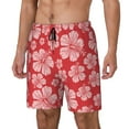 thumbnail image 2 of Qekee Red Hibiscus Flower print Mens Swim Quick Dry Stretch Swim Shorts Lining Bathing Suits Swimwear Beach Shorts with Pockets, 2 of 9