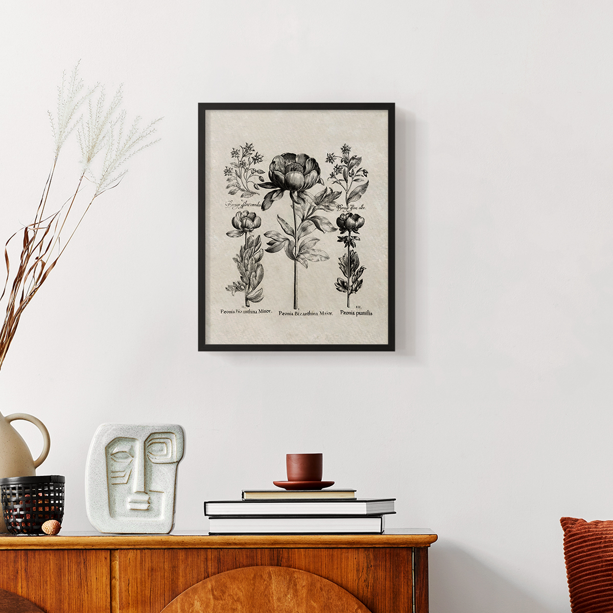 Vintage Floral Print CCCXXVIII - 14in. x 11in. Vintage Framed Print in Black Wood Frame
