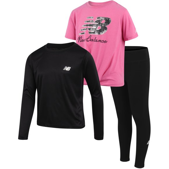 Conjunto de ropa New Balance para niñas, camisetas y leggings de 3 piezas