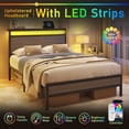 thumbnail image 4 of Bolvdo Twin Bed Frame with Headboard & Footboard, LED Light & Charging Station, Under-Bed Storage, Noise-Free, No Box Spring Needed, Easy Assembly, Rustic Gray, 4 of 8