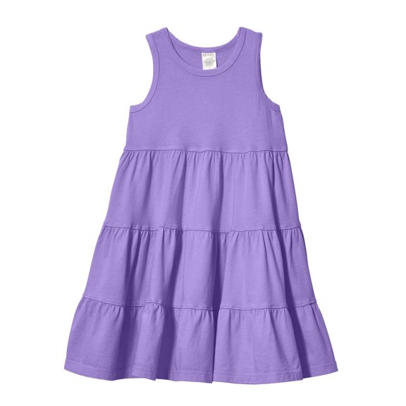 Girls Soft Cotton Jersey Tiered Tank Dress | Deep Purple