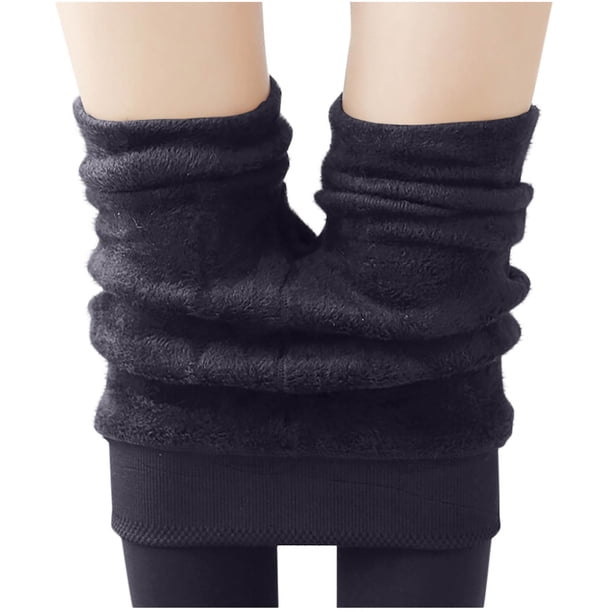 Pantalones de poliéster para mujer, ropa interior térmica con cintura elástica alta, de color liso y cierre de clip.