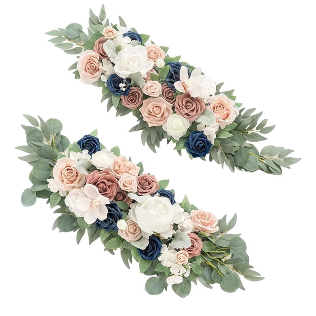 Bearachild Flores artificiales de de boda Swag para fondo de jardín de Flores artificiales Azul rosado