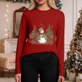 thumbnail image 5 of larppty Womens Casual Christmas Shirts Snowman Tree Printed Holiday Long Sleeve Xmas Graphic Party Tees (Red, M), 5 of 8