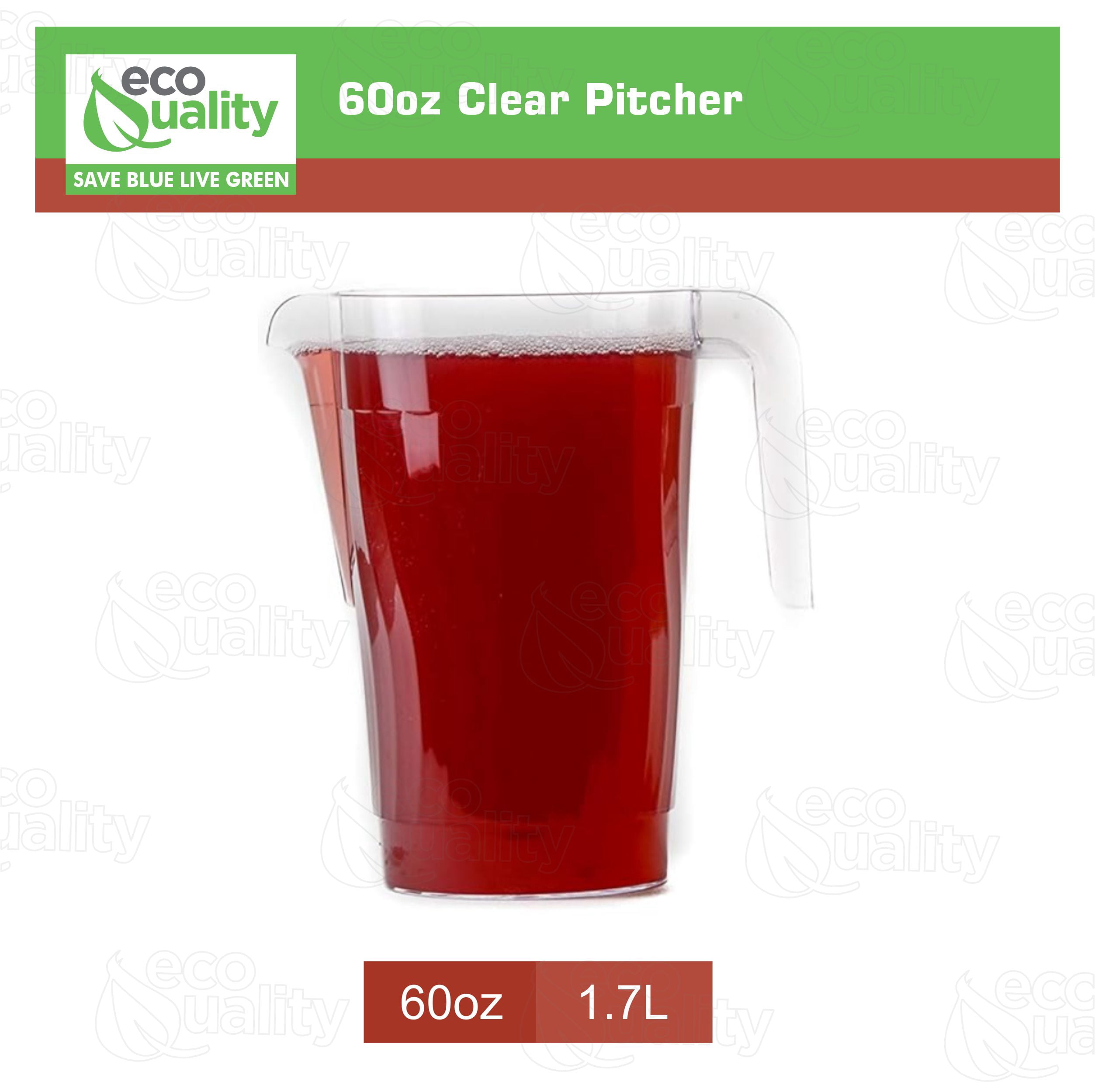 [12 PACK] 60 oz Heavy Duty Crystal Clear Plastic Beverage Pitcher - Break Resistant Beverage Carafe - Great for Restaurants and Catering - Serveware for Water, Cold Drinks, Beer, Lemonade, Sangria…