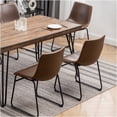 thumbnail image 4 of JERFIT Industrial 7-Piece Dining Set with Table and 6 Chairs, Rustic Brown Faux Leather Seats, Metal Legs, for Kitchen and Dining Room, 4 of 9