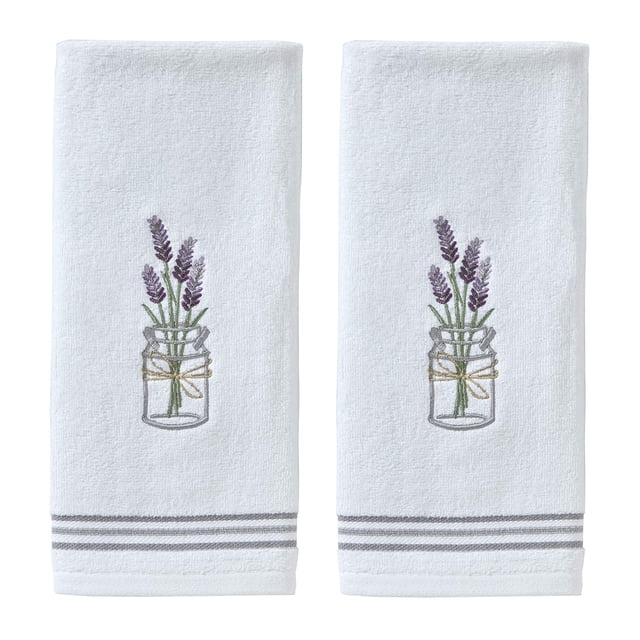 SKL Home by Saturday Knight Ltd. Toalla de Mano de Lavanda (Paquete de 2), Color Blanco, 16 x 25 Pulgadas