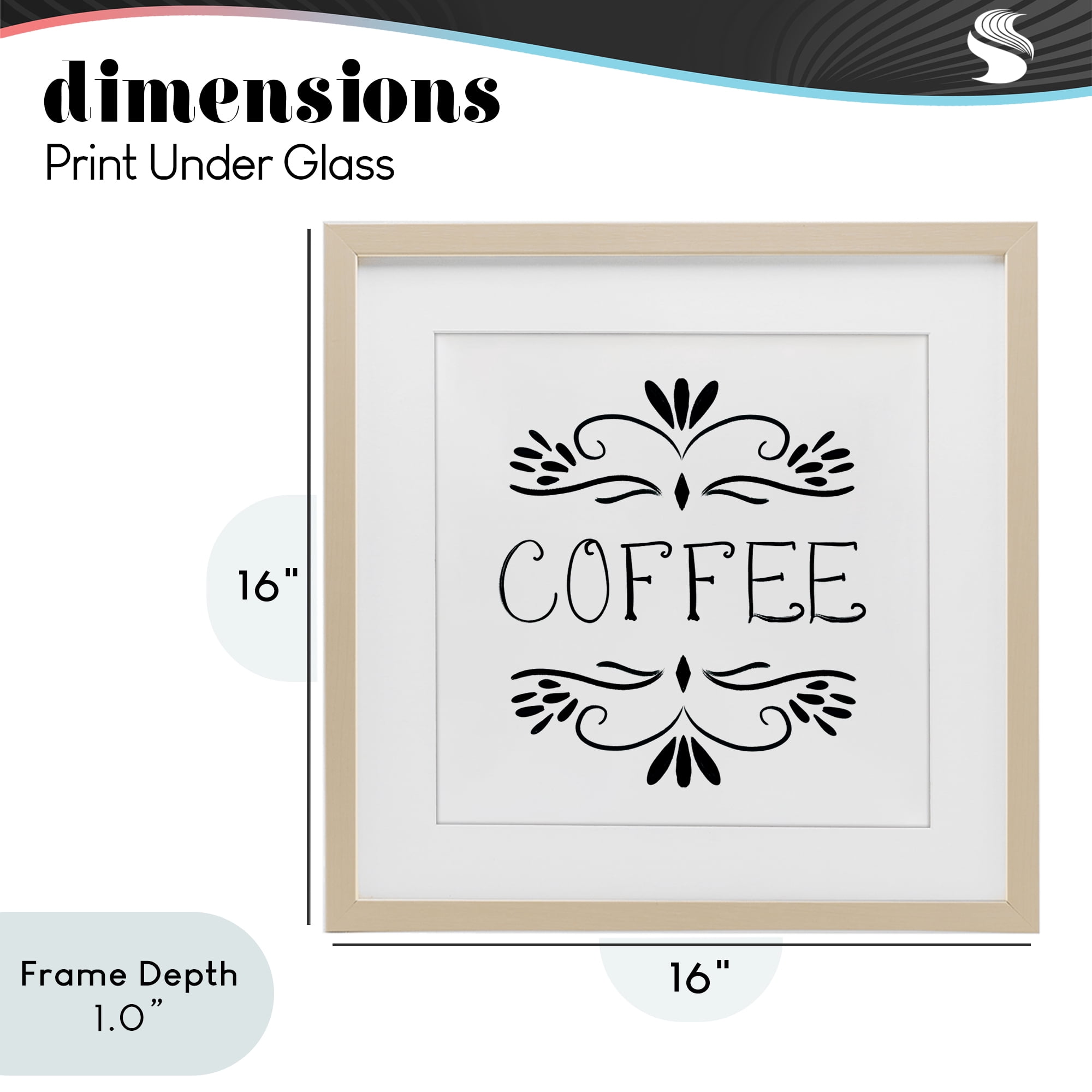 Stupell Industries Coffee with Floral Emblems Birch Framed Print Under Glass, design by Lucille Price