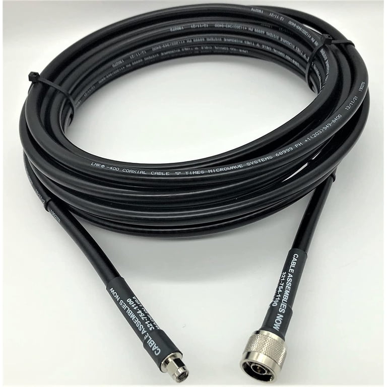 LMR-400 Coax Extension Cable For Helium Hotspot & Bobcat Miner - 30ft N Male To RPSMA Male, Low Loss, USA Made