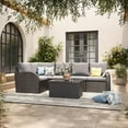 thumbnail image 1 of CorLiving Brisbane 6-Piece Rust-Resistant Outdoor Wicker Patio Sectional Set with Coffee Table and Cushions, 1 of 9