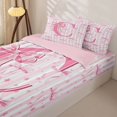 thumbnail image 3 of Homewish Cute Ribbon Bowtie Kids Zipper Twin Comforter Sets with Fitted Sheet and 2 Pillowcases,Pink Letter C Monogrammed Zipper Bedding Set For Girls Kids,Pink Reversible,4-Piece, 3 of 7
