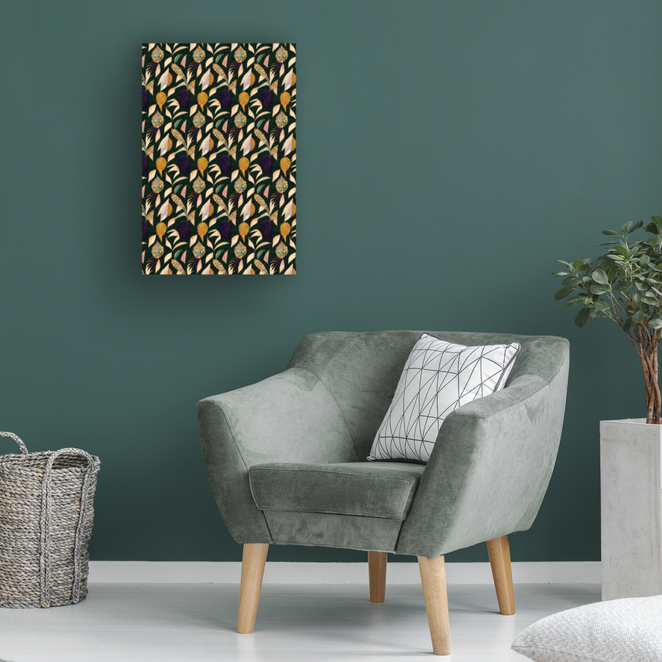 Canvas Wall Art - Treechild 'Leafs And Corn Pattern' Wall Art for Living Room, Bedroom, or Office D?cor by Trademark Fine Art - 12 x 19 Inches