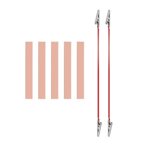 Uxcell 10x80mm Copper Anode Sheet, 5 Pack Pure Copper Strip (99.995% Pure) 1mm Thick Plate Electrode Set with Alligator Clips Cables for Electroplating Plating Experiment
