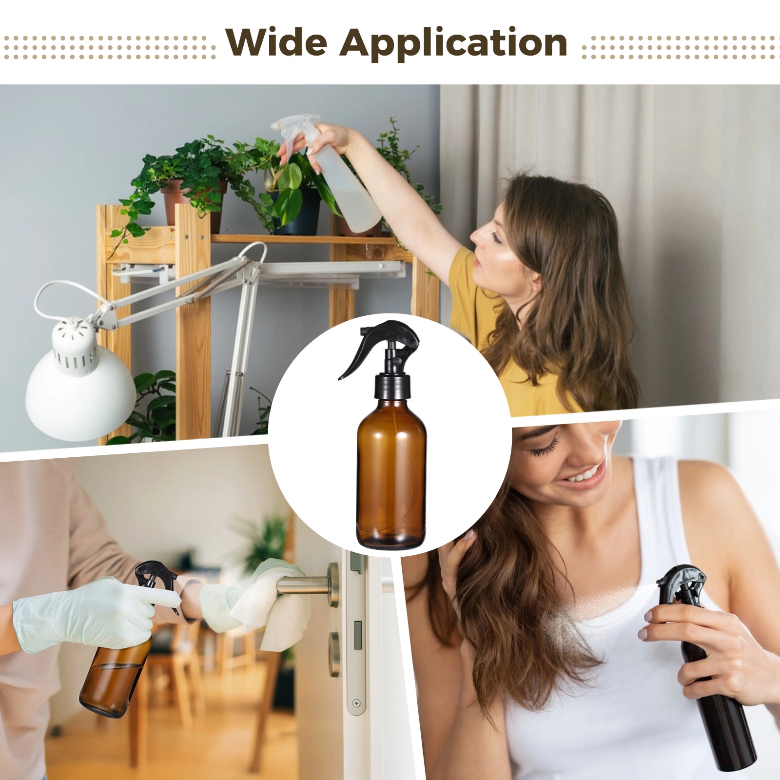 24 PCS 8 oz Glass Spray Bottles, Brown Glass Sprayer with Funnels and Labels, Refillable Fine Mist Trigger Bottles for Essential Oils, Cleaning Solutions, Haircare, Plants, Room Fresheners, DIY Cosme