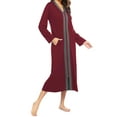 thumbnail image 2 of Avidlove Women Zipper Front Robes Long Sleeve Housecoat Lightweight Full Length Nightgowns Sleepwear with Pockets, 2 of 7