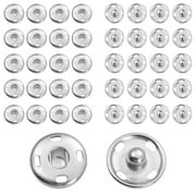 ROSENICE 50 Sets Sew On Snaps Buttons Metal Snaps Fasteners Press Studs Buttons 2 Parts Brass Press Fasteners Round DIY Craft Accessory (15mm-Silver)