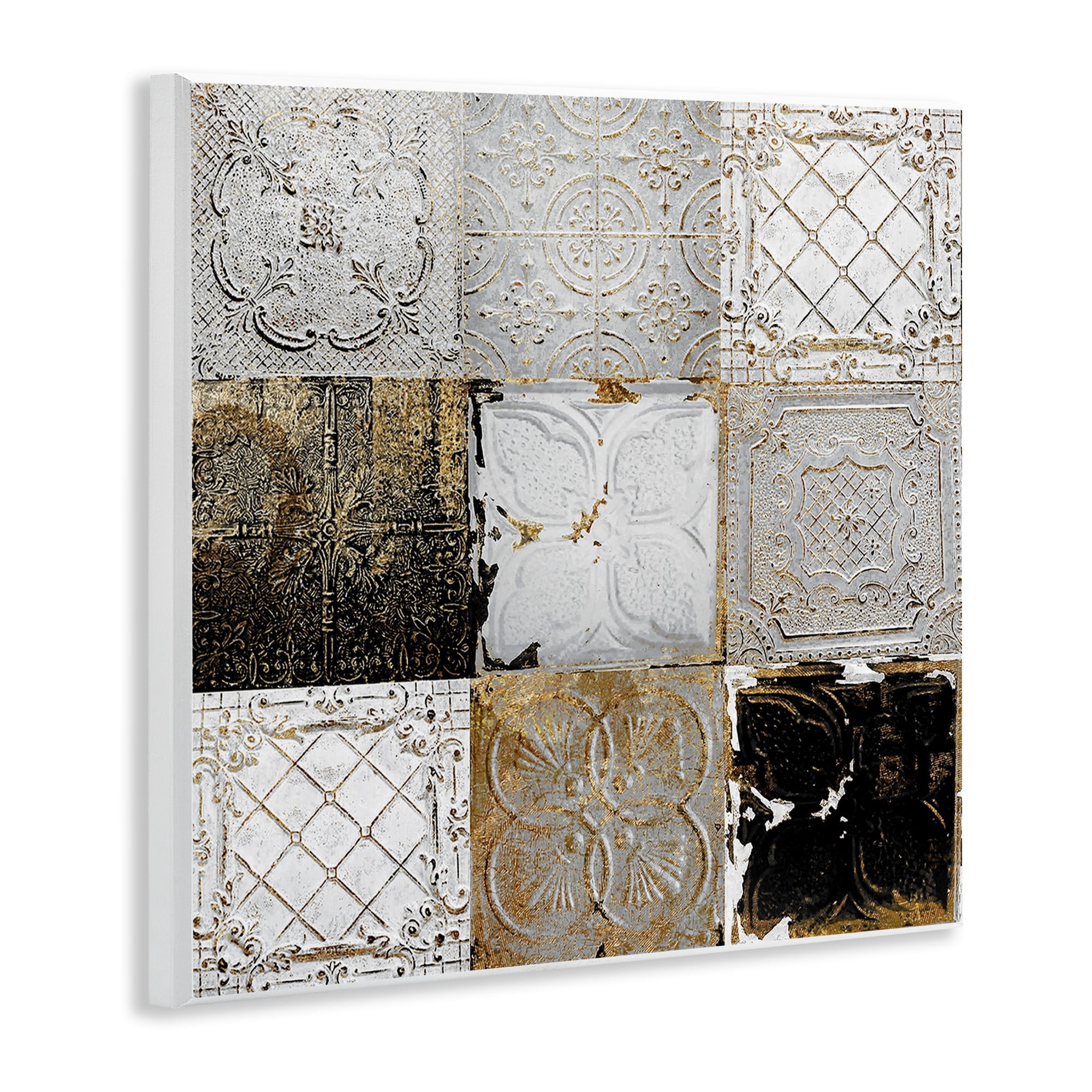 Stupell Industries Antique Ceiling Tile Collage Vintage Glam Abstract Patterns, 12 x 12, Design by Sophie 6