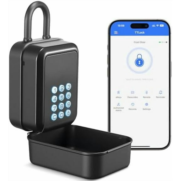 Smart Key Lock Box Electronic Bluetooth Lock Box with APP Control & PIN Code Types,Share eKey Wall Mounted Lock Box for Airbnb Realtor House Office with Removable Shackle