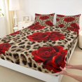 thumbnail image 3 of Feelyou Fashion Red Rose Bed Sheets for Women, Leopard Cheetah Print King Sheets, Romantic Anniversary Sheet Set, Ultra Soft Bedroom Decor, 4pcs, 3 of 7