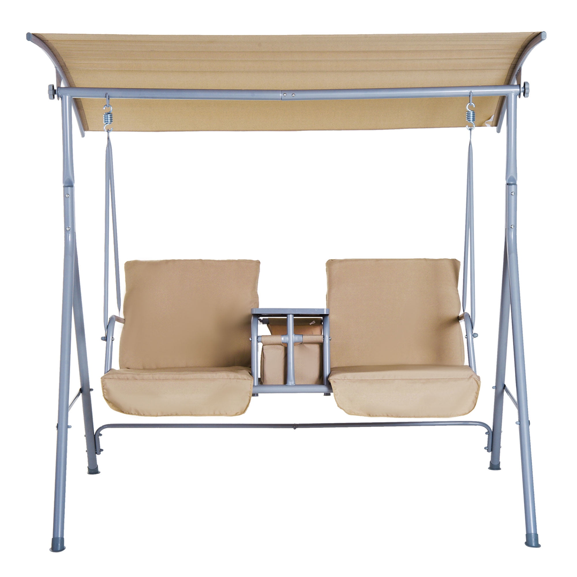 Stylish Double Swing Chair for 2 Person with Canopy Steel Frame Covered
