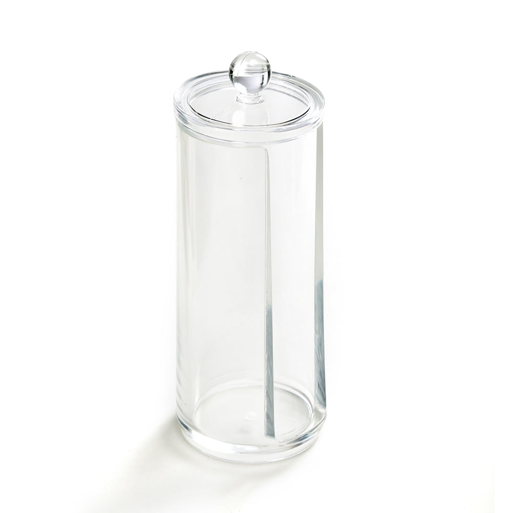 Victory Authority Acrylic Facial Cotton Bathroom Canister Organizer/Cosmetic, White