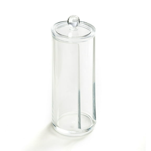 Victory Authority Acrylic Facial Cotton Bathroom Canister Organizer/Cosmetic, White