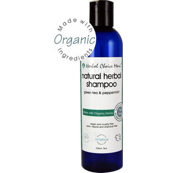 Herbal Choice Mari Natural Shampoo Green Tea & Peppermint 236ml/ 8oz Squeeze Bottle (Made with Organic)