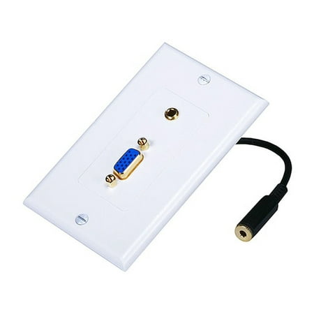Stereo Wall Plate - Monoprice Gold Plated SVGA + 3.5mm Stereo Audio Coupler Wall Plate