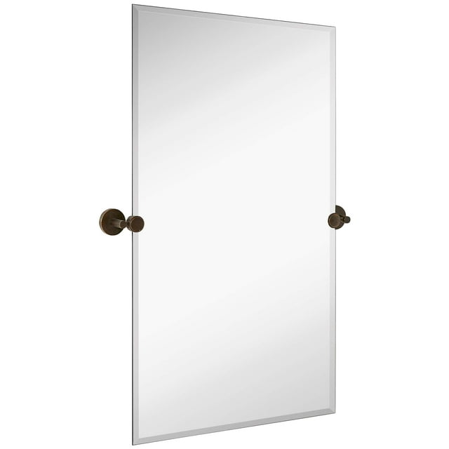 Hamilton Hills Large Pivot Rectangle Mirror with Oil Rubbed Bronze Wall Anchors | Silver