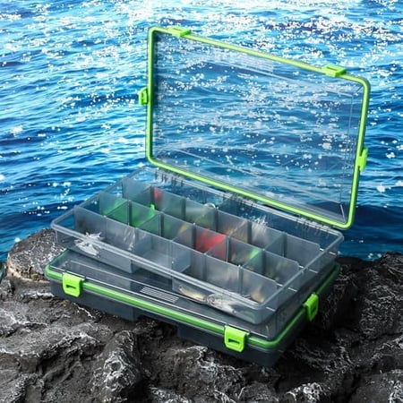 Voylla 6 Pack Fishing Tackle Boxes Waterproof 3600 and 3700 Tackle Trays with Removable Dividers Plastic Storage Organizer Bait Vault Camouflage Box for Freshwater Saltwater (Green 3700)