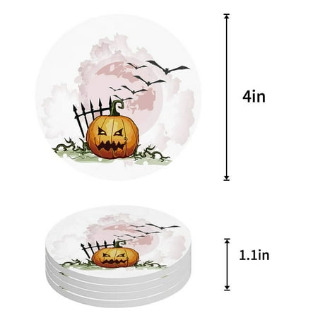 

FMSHPON Merry Christmas Set of 4 Round Coaster for Drinks Absorbent Ceramic Stone Coasters Cup Mat with Cork Base for Home Kitchen Room Coffee Table Bar Decor
