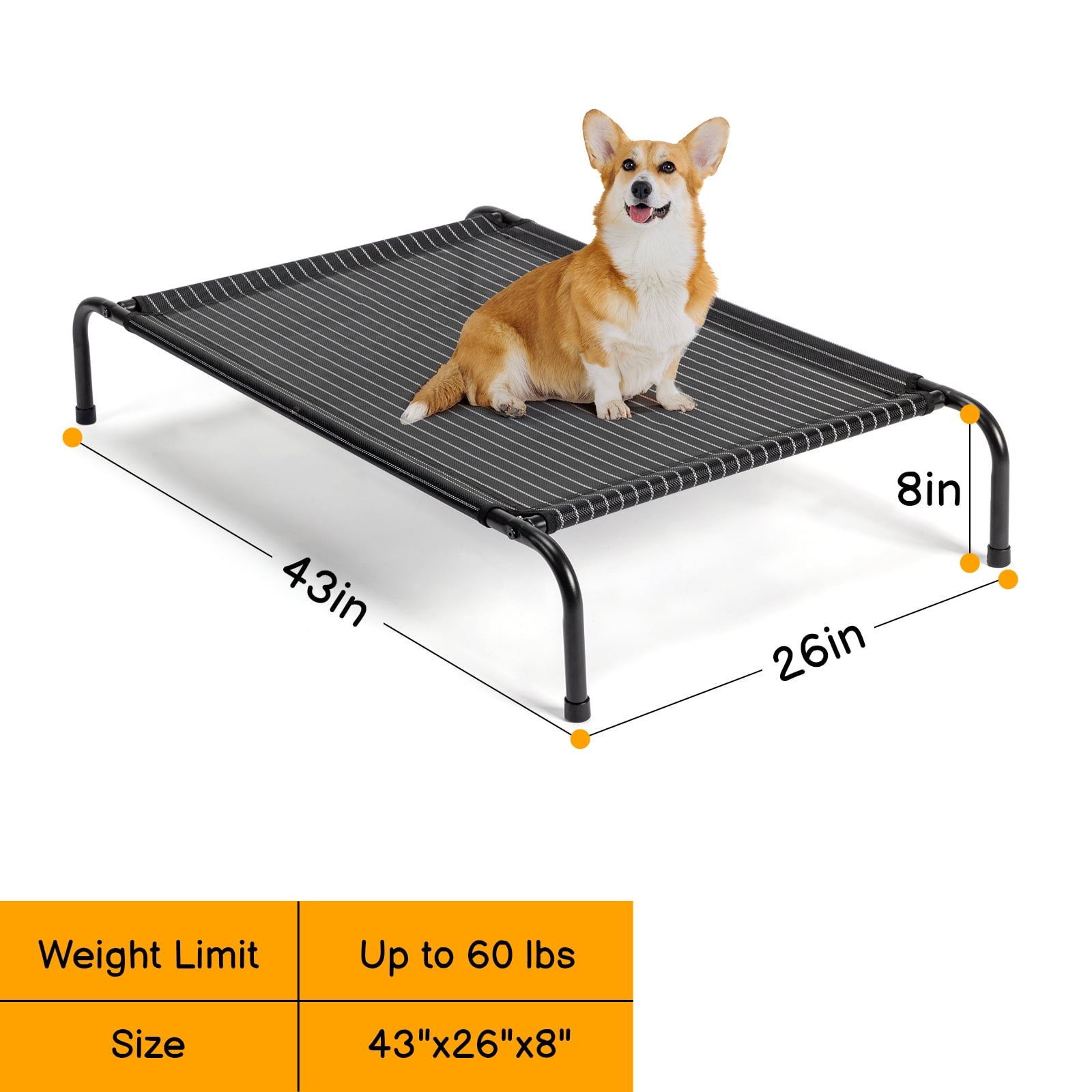 Ktaxon 43"D x 26"W  Raised Outdoor Dog Bed Easy to Assemble, Lifted Pet Bed with Durable Breathable Teslin Mesh, Dog Hammock Bed