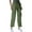 Army Green, variant on aidice Cargo Pants Women High Waisted Outdoor Loose Casual Cropped Drawstring Workout Pants with Pockets