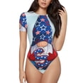 thumbnail image 2 of Picia Cute Gnomes in USA1 Womens One Piece Swimsuits Modest Tummy Control Bathing Suits Lace Up Slimming Swim Suit-X-Large, 2 of 9