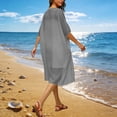 thumbnail image 6 of Lightweight Open Front Knit Cover Up Cardigan Sweater with Loose and Breathable Fabric for Women Casual Loungewear Beach Resort Summer | CSEONE,Gray L, 6 of 9