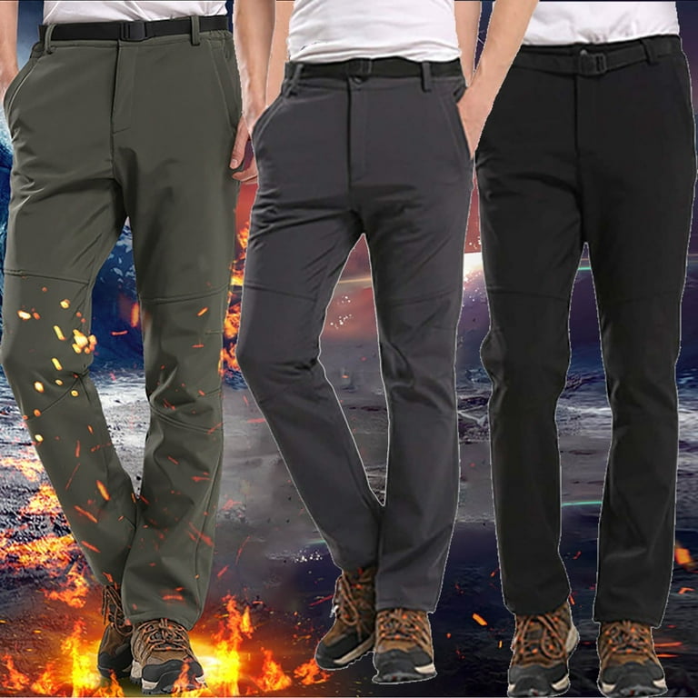 Kaloaede Men's Rain Pants Water Proof Warm Windproof Outdoor Pants for Hiking Fishing Black XXL, Size: 2XL