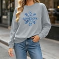 thumbnail image 3 of gbyLJF Women's Snowflake Christmas Sweatshirt Fuzzy Long Sleeve Holiday Tops Festival Travel Fleece Warm Pullover, 3 of 6
