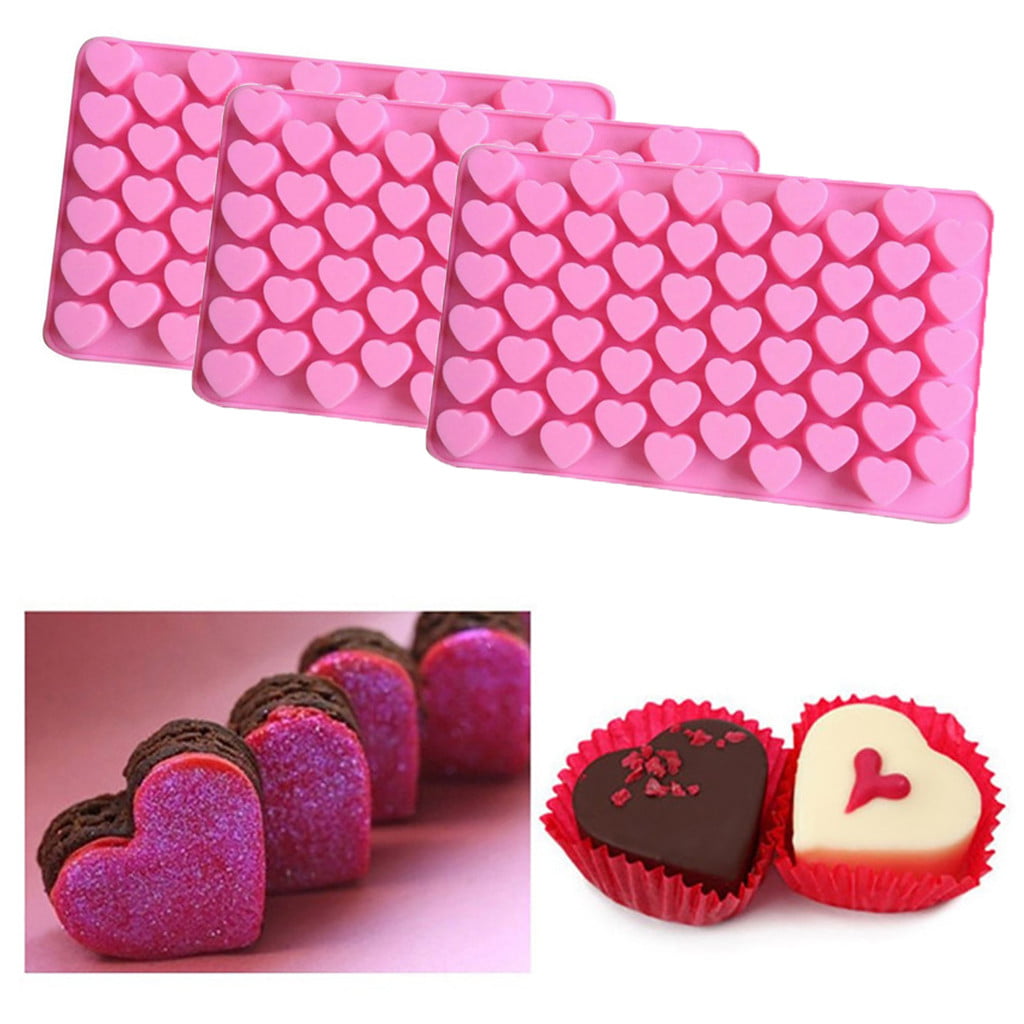55 Holes Heart Silicone Mold Chocolate Ice Cube Tray DIY Soap Mould Jello Candy 
